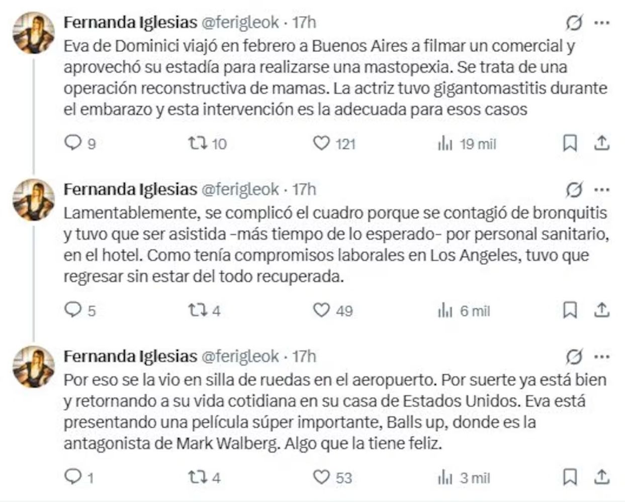 Fernanda Iglesias sobre Eva De Dominici.