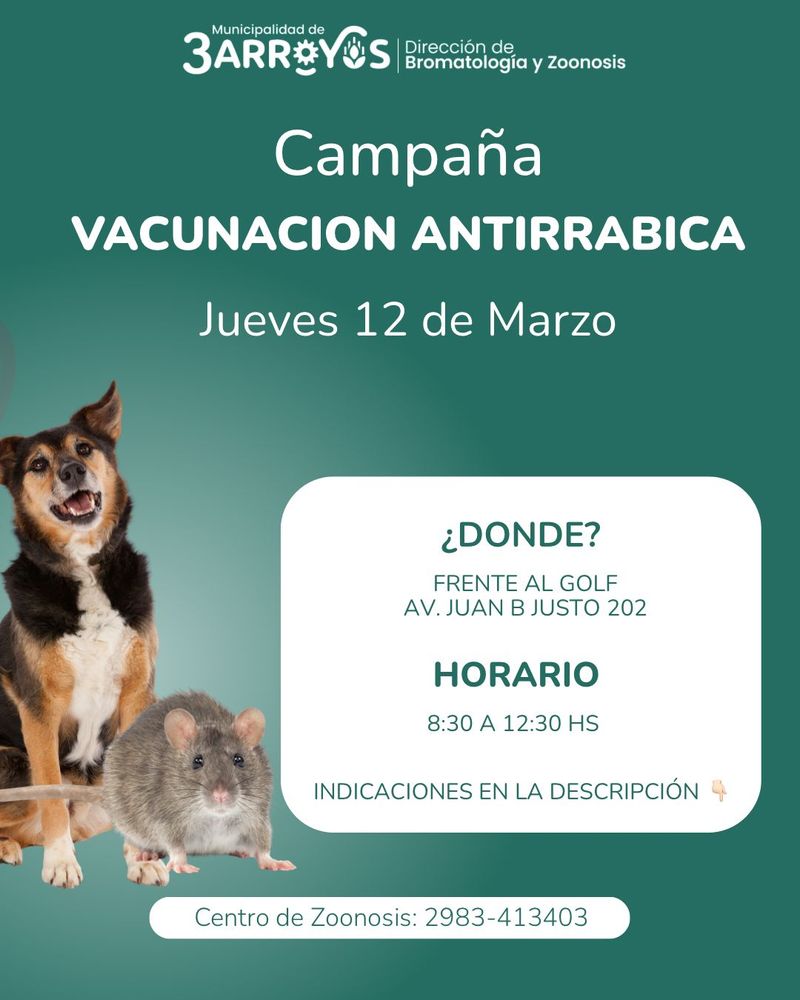 Vacunación antirrábica Tres Arroyos