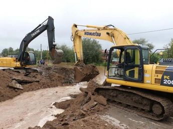 La Madrid: intervienen la ruta 157 para desagotar el casco céntrico