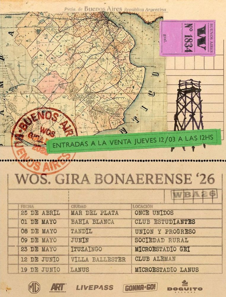 Wos anunció su gira bonaerense 2026: de Mar del Plata a Lanús, todas las fechas y dónde comprar las entradas