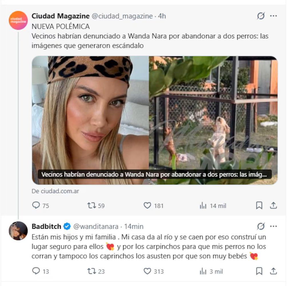 Wanda Nara sobre la denuncia de los vecinos
