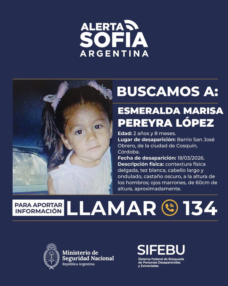 Se activo el Alerta Sofía por la desaparición de Esmeralda.