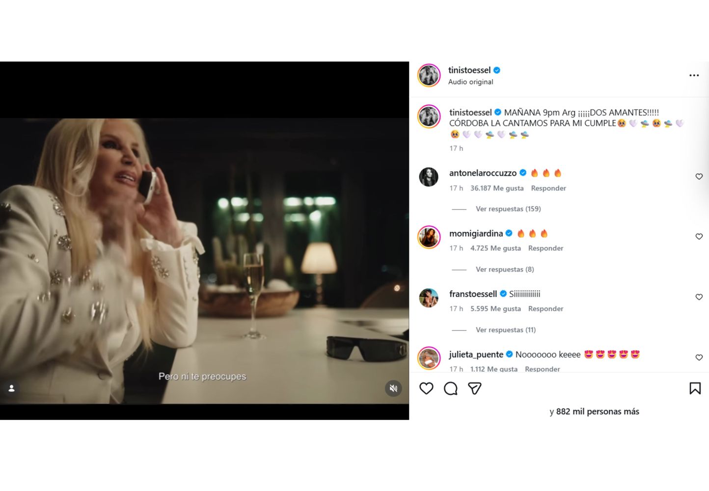 El posteo que subió Tini a sus redes.
