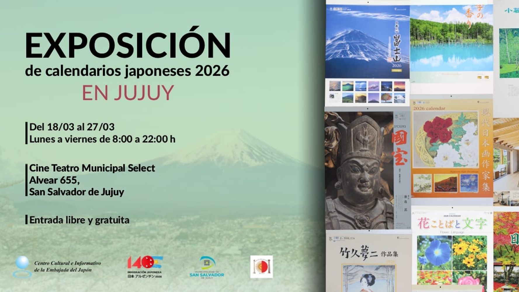 Pieza gráfica que invita a visitar la exposición organizada por la Asociación Japonesa de Jujuy.
