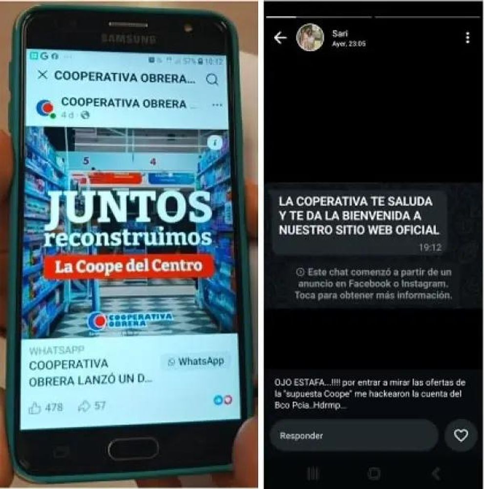 Alerta por mensajes falsos en nombre de una firma en Córdoba.