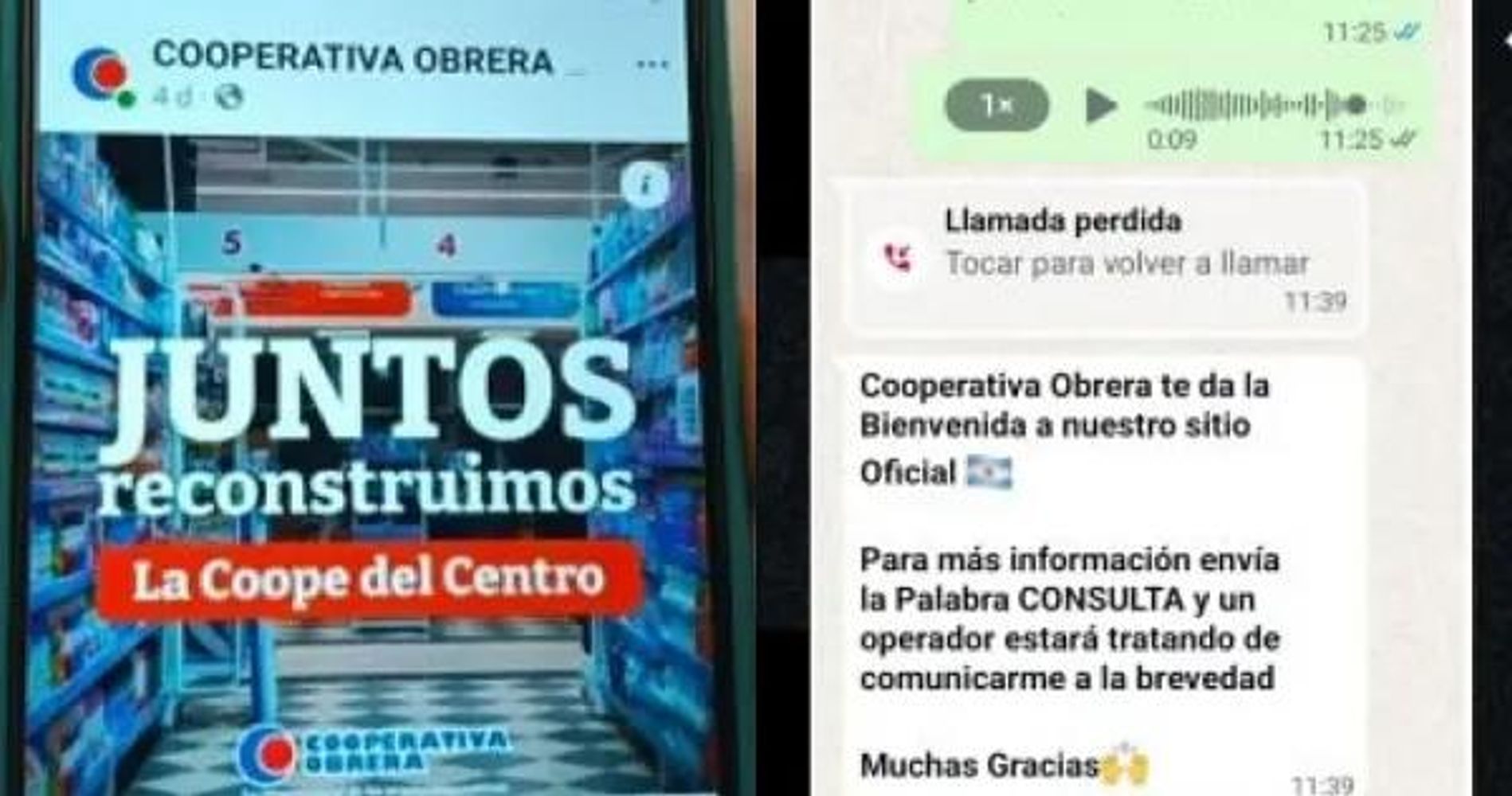 Las imágenes con los mensajes fraudulentos.