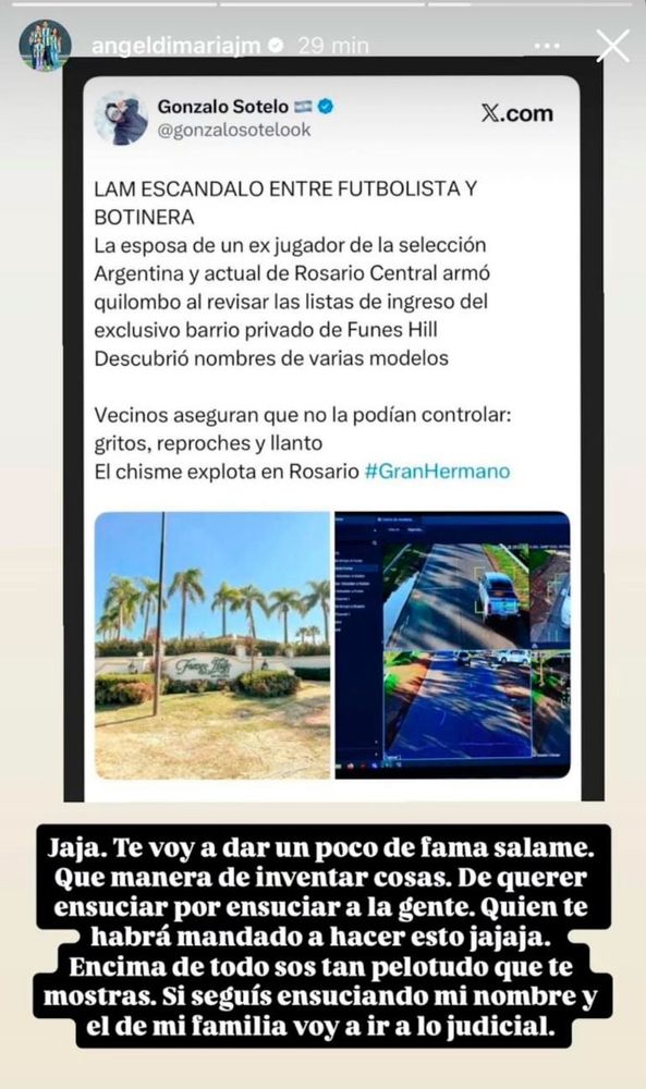 Escándalo por noticias falsas que involucraron a Jorgelina Cardoso y Ángel Di María
