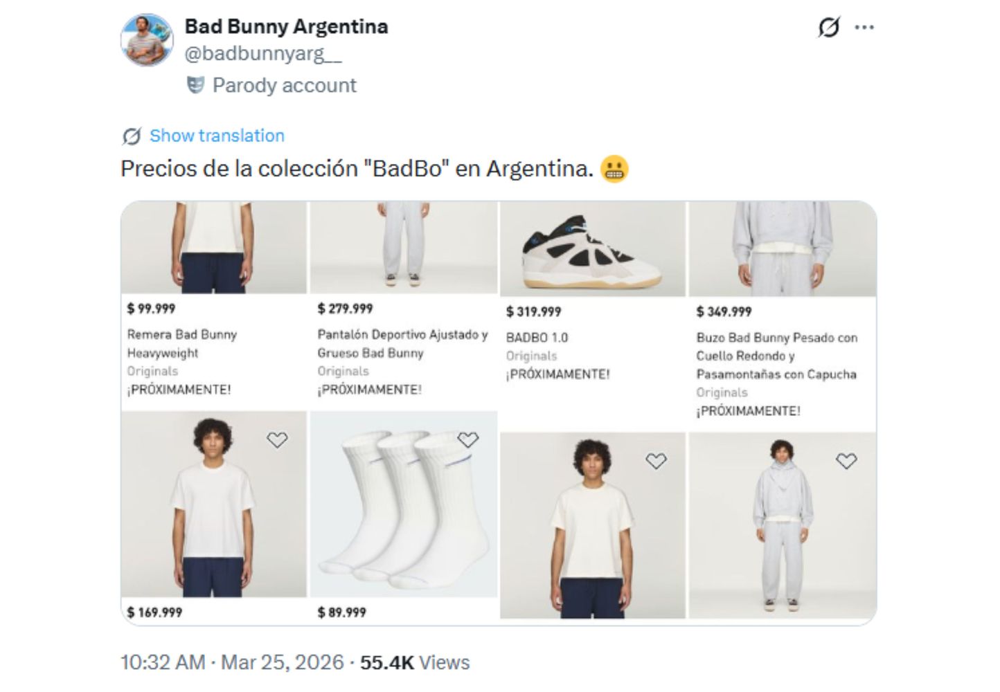 Los precios se viralizaron en las redes sociales.