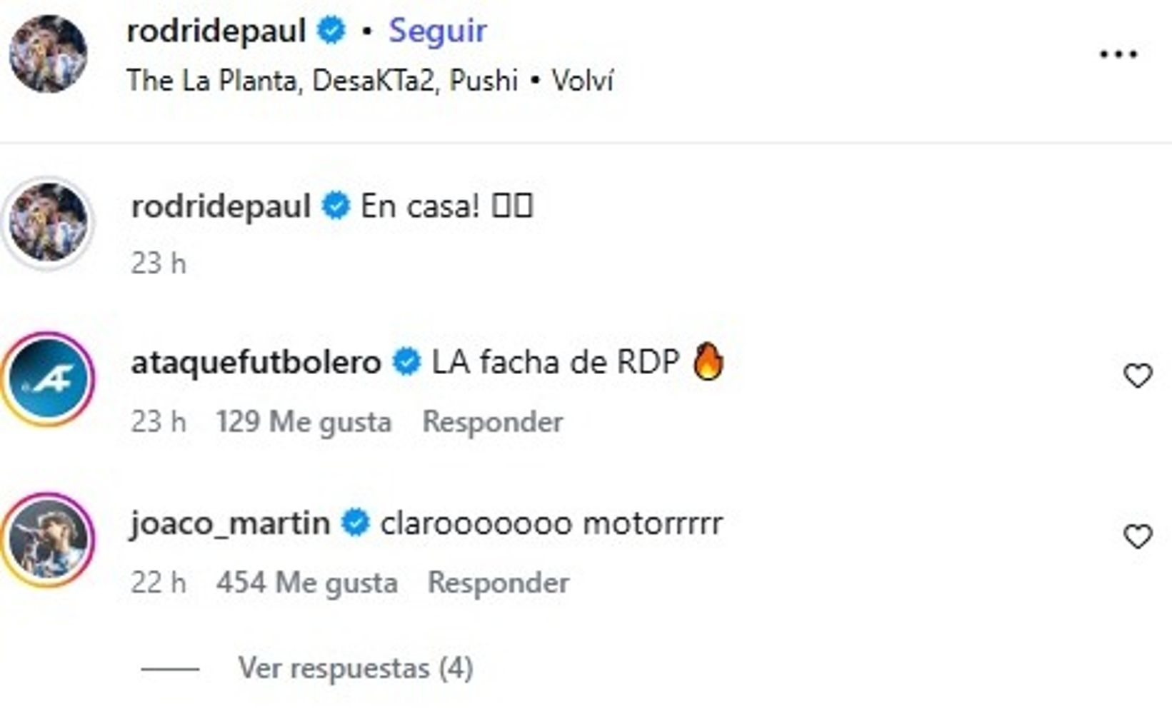 La respuesta del cantante.