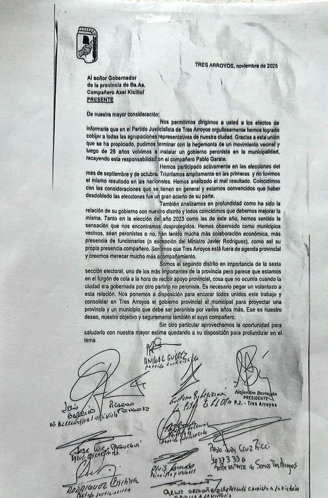 Carta PJ Tres Arroyos
