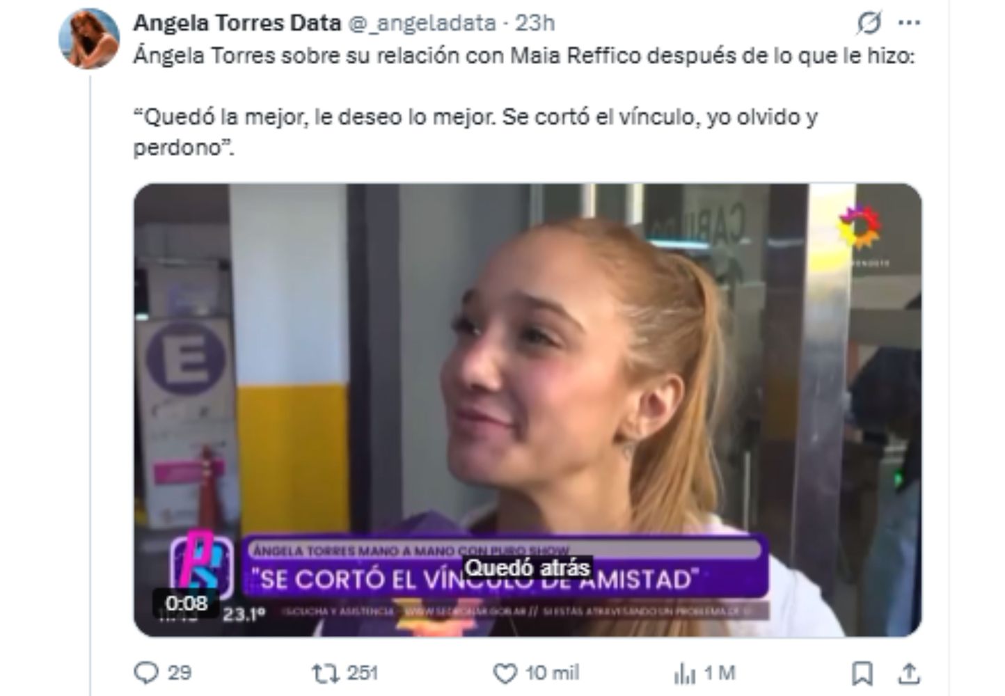 La frase de Ángela Torres sobre su relación con Maia Reficco.