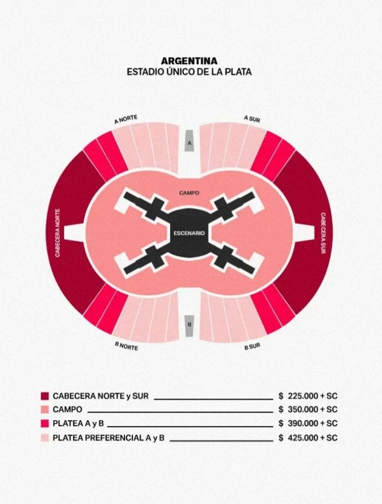 Mapa y precios para las presentaciones de BTS en Argentina.