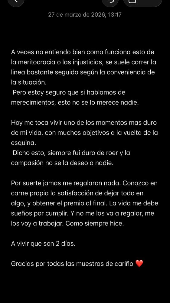 El mensaje de Joaquín Panichelli.