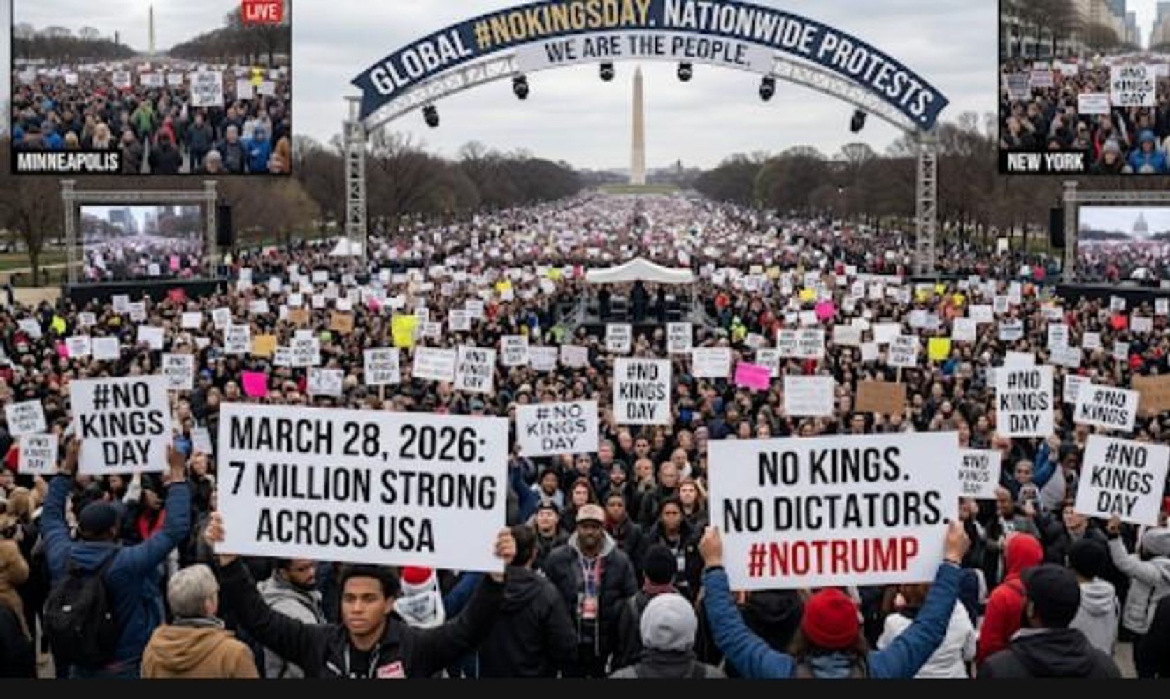 Masivas protestas contra Donald Trump, en repudio a la guerra con Irán.