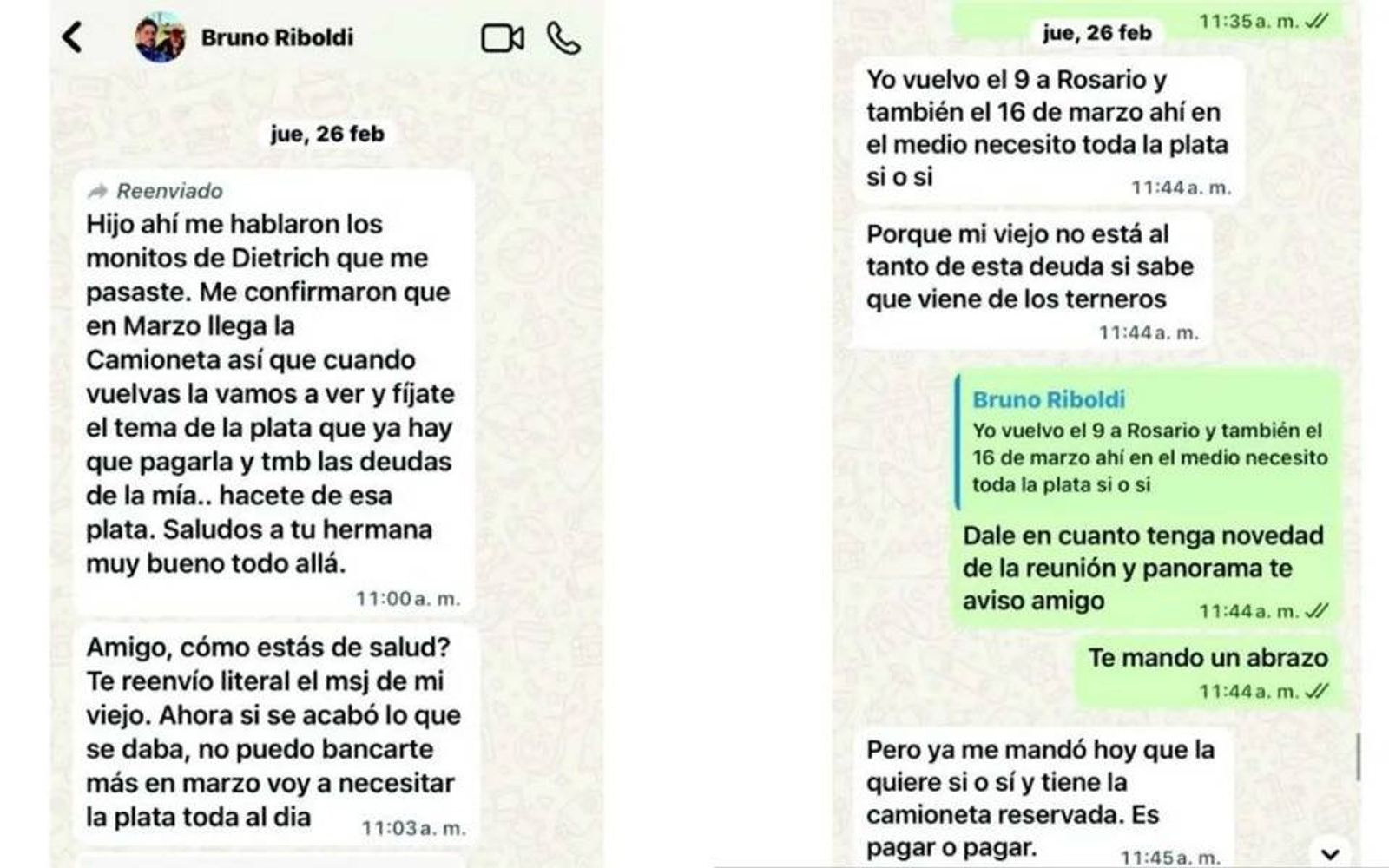 Los chats del caso de La Joya Agro