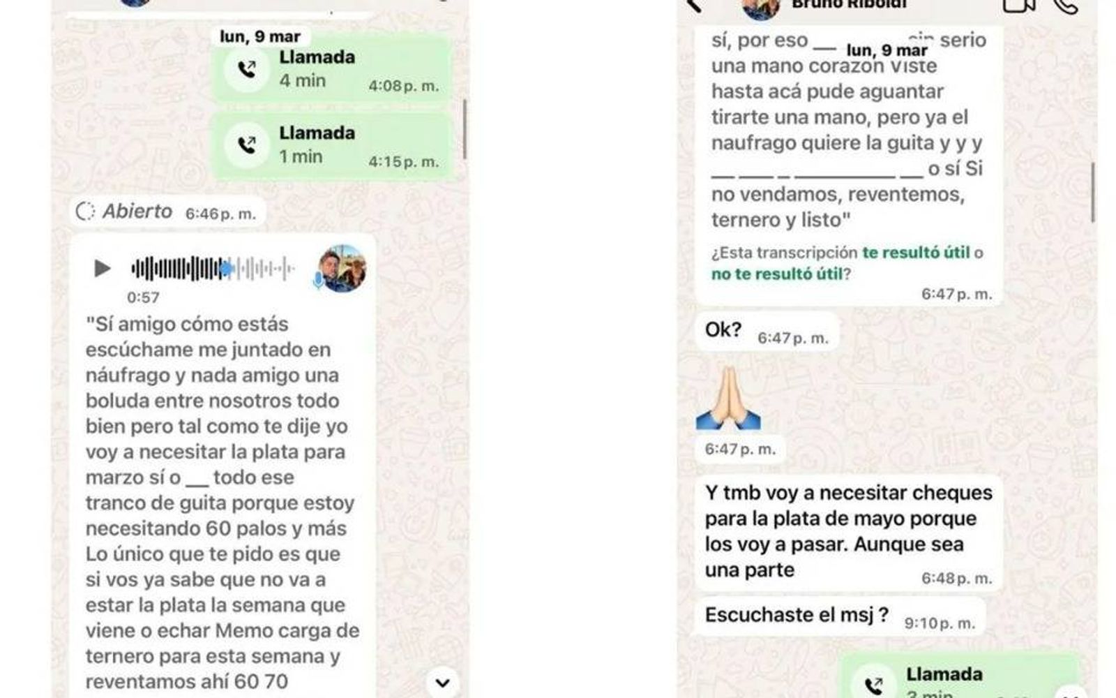 Los chats del caso de La Joya Agro
