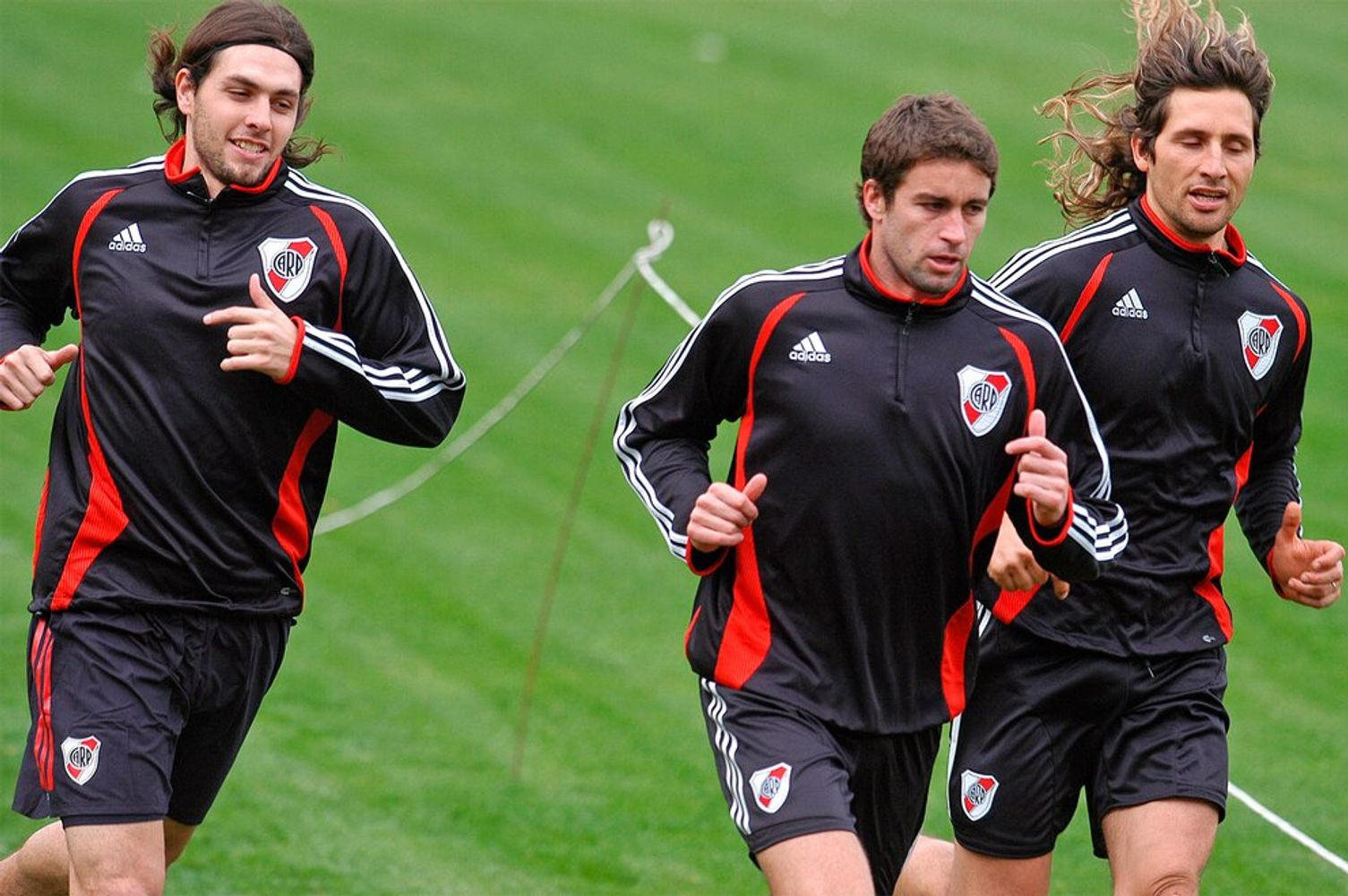 Lux, Gerlo y Juan Carlos Olave en la práctica de River en 2006