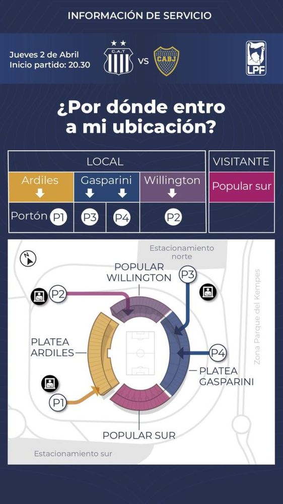 Los ingresos al Kempes.