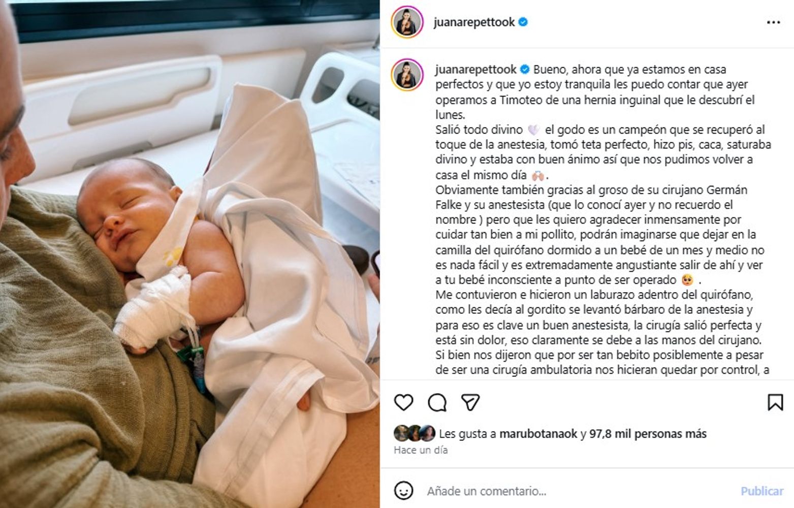 El drama de Juana Repetto con su bebé de 45 días que debió ser operado de urgencia: "Extremadamente angustiante"