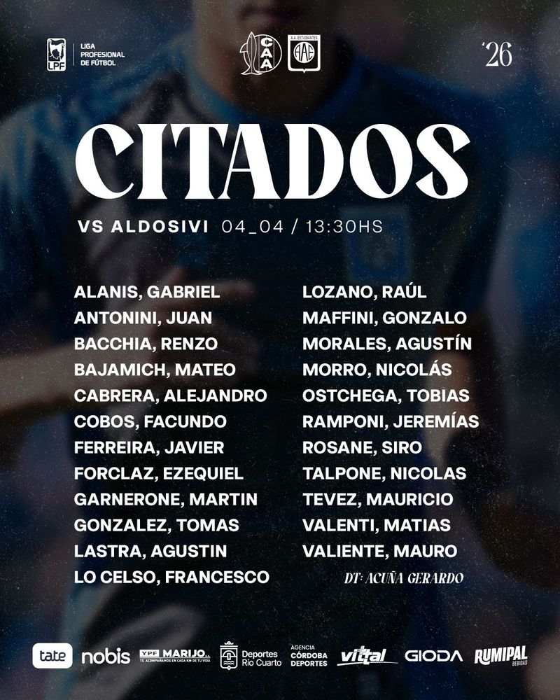 Estudiantes de Río Cuarto se mide con Aldosivi.