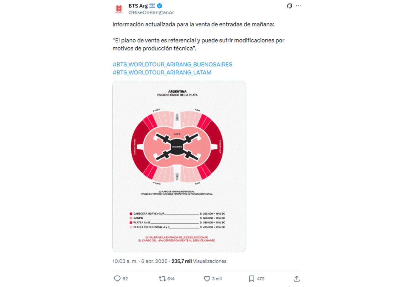 La aclaración se viralizó en redes.