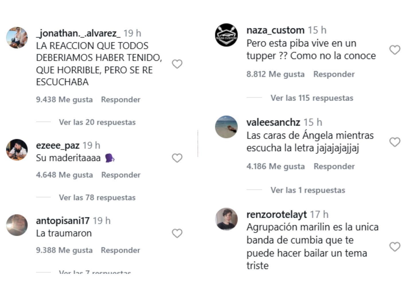 Los comentarios del video.