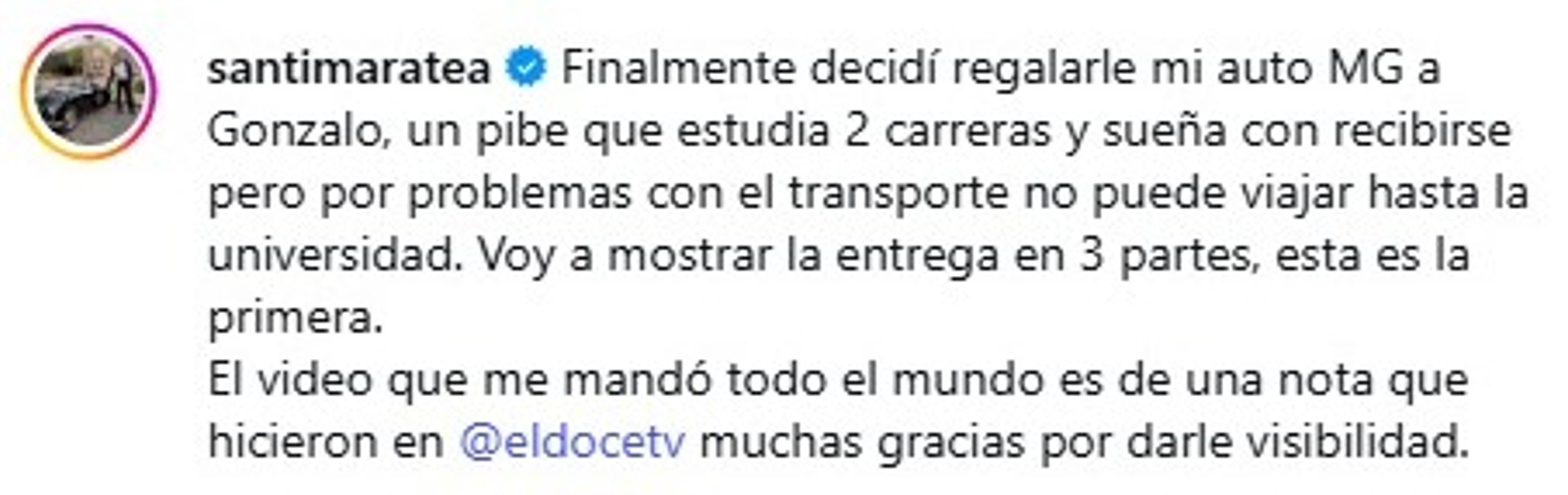 El mensaje de Santi Maratea.