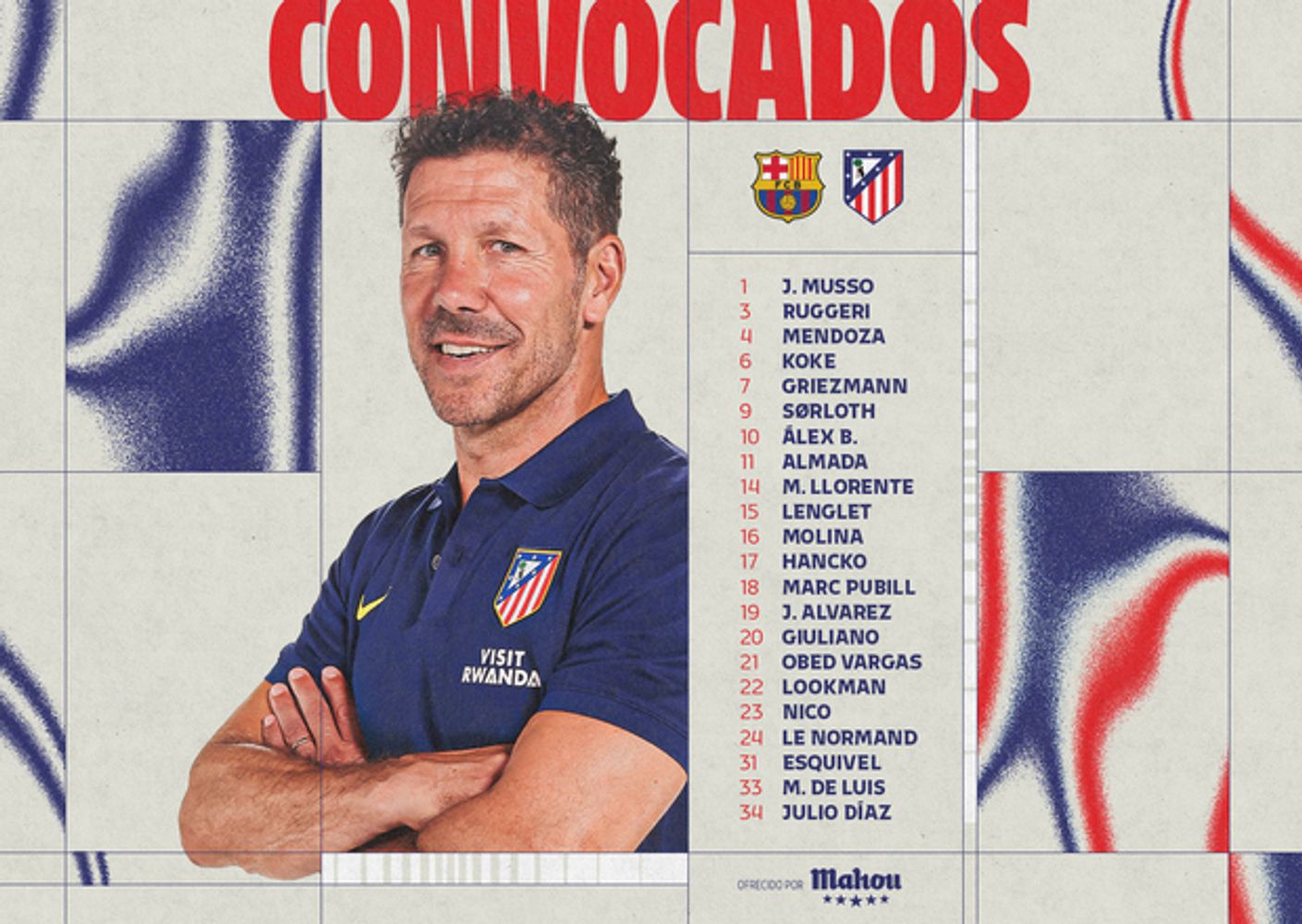 Los convocados por Atlético Madrid.