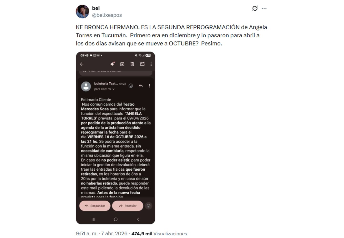 La polémica se originó en redes sociales tras el comunicado del teatro.