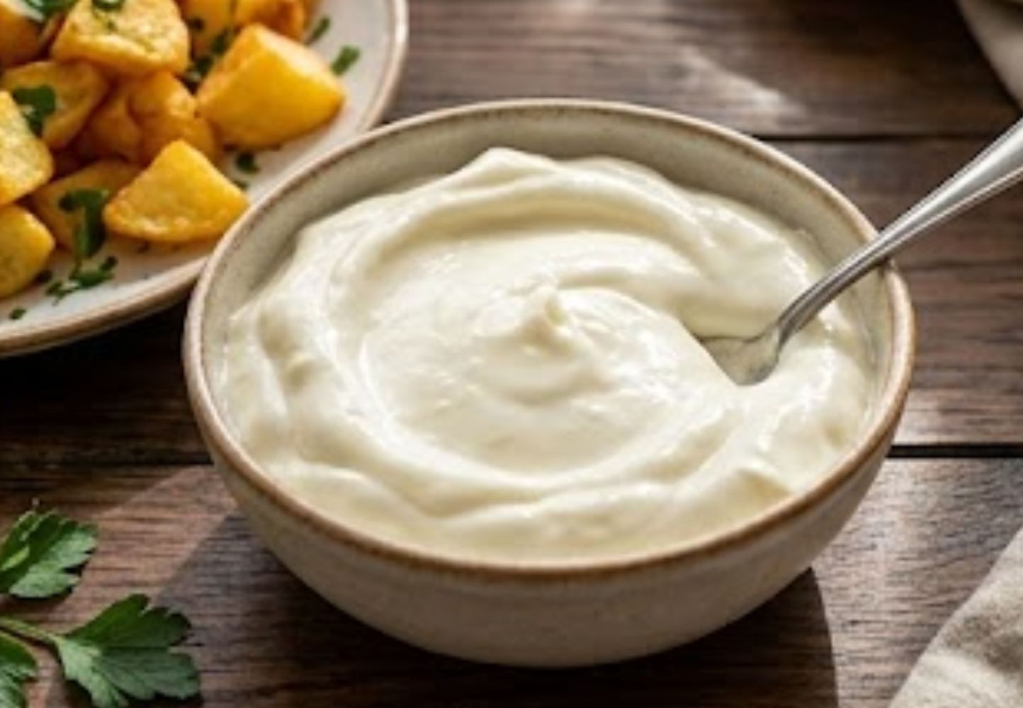 Este dip es ideal para acompañar unas deliciosas papas.