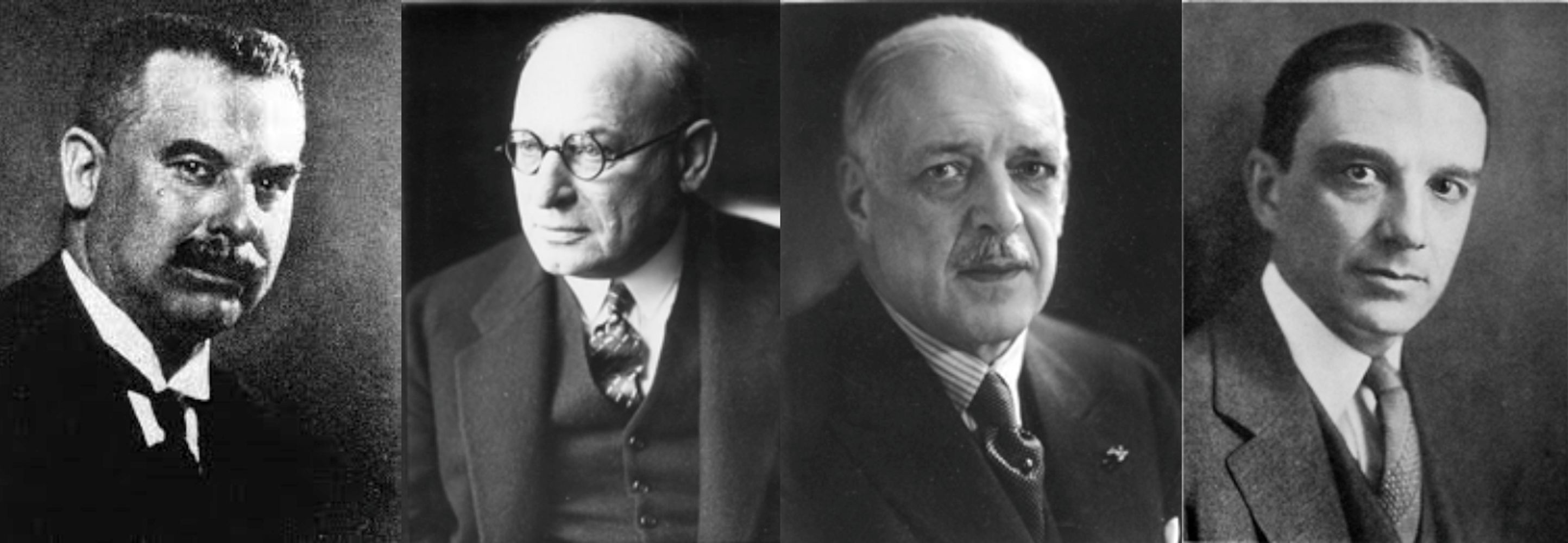Franjo Hanaman (Tungsram), William Meinhardt (OSRAM), Anton Frederik Philips (Philips) y Owen D. Young, (General Electric)