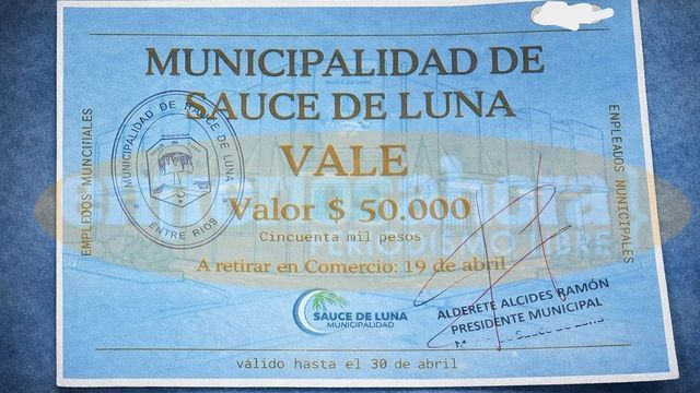 Bonos de la municipalidad de Sauce de Luna.