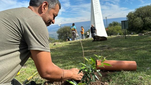Jornada de forestación con especies nativas en el Cerro La Cruz.