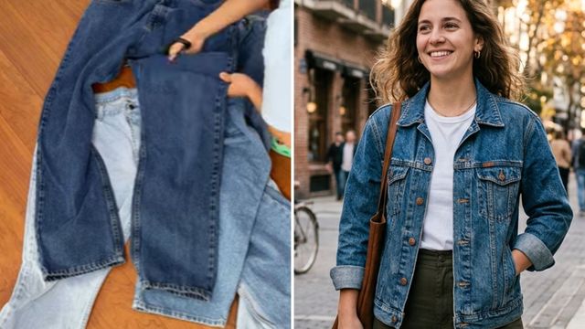 Cómo crear una campera única a partir de dos jeans viejos