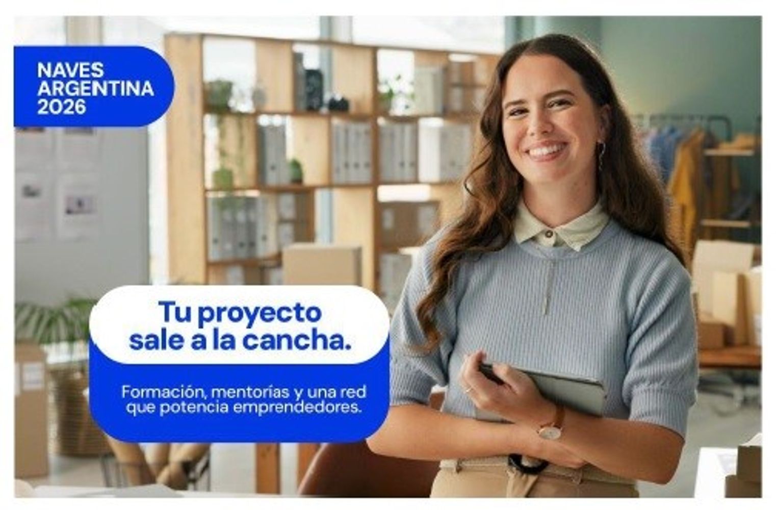 Pieza gráfica con que se anunció la apertura del período de inscripciones para participar en el programa NAVES Argentina 2026.