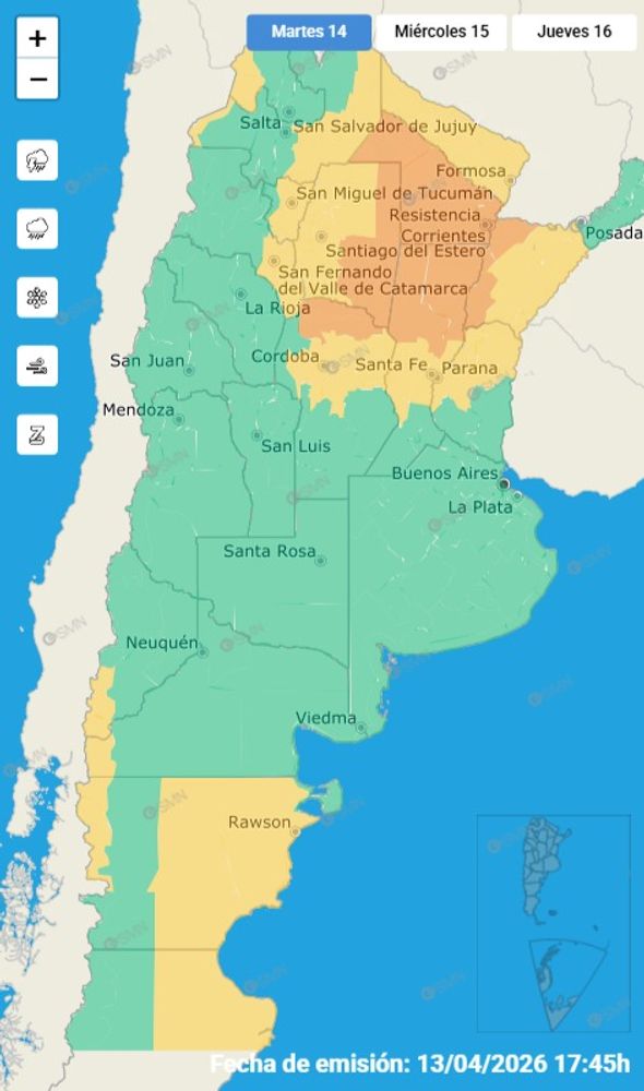 Alerta por tormentas en Córdoba este martes 14 de abril.