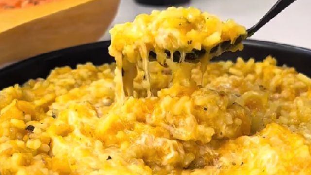 Risotto de calabaza con pocos ingredientes.