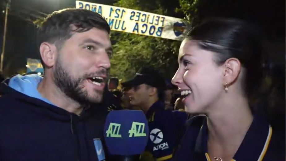 El periodista deportivo y la hincha de Boca que "matchearon" en vivo se mostraron juntos y consiguieron su primer canje