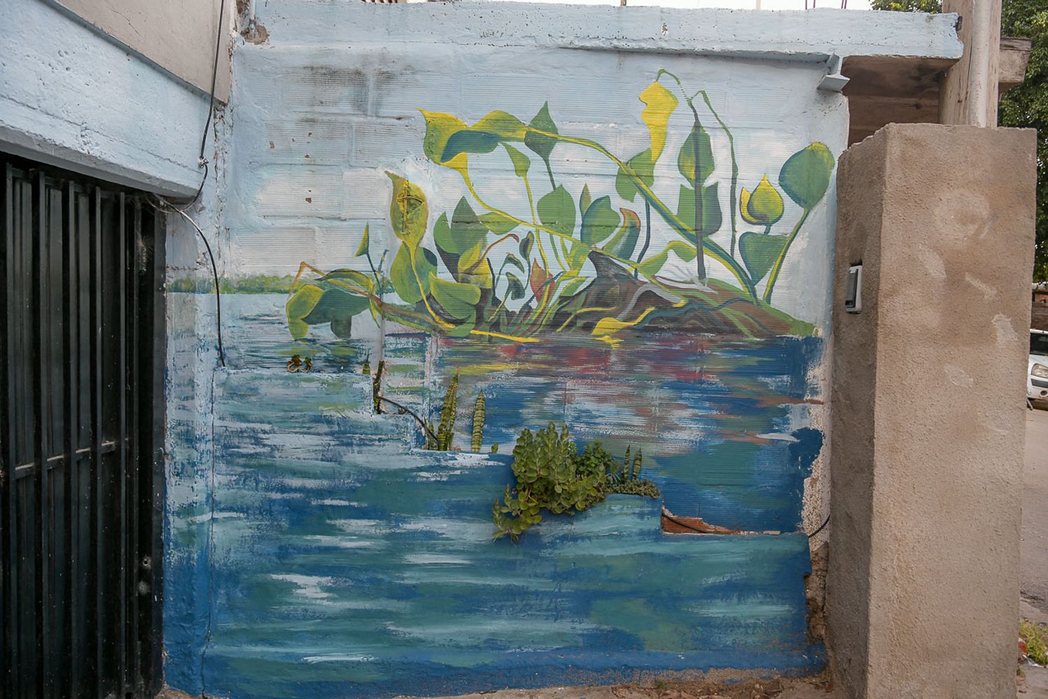 La intervención artística “Mística Costera” se realizó en calle Del Pescador y pone en valor la relación del barrio con el río y su historia.