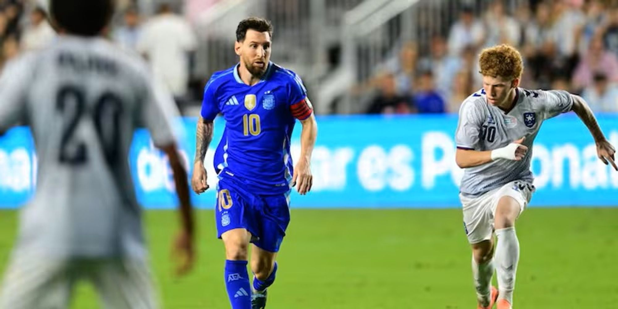 Messi durante el amistoso con Puerto Rico. 