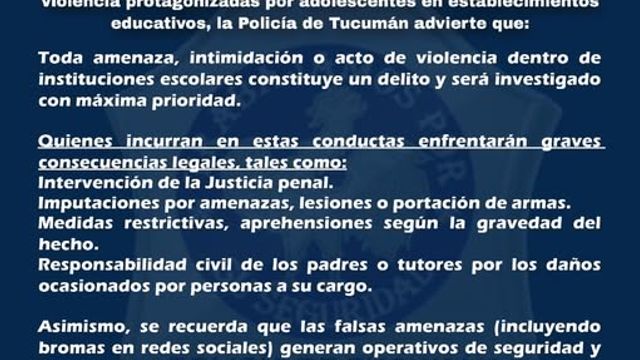 El comunicado pidió a las familias acompañar la conducta de sus hijos y reportar de inmediato cualquier situación sospechosa.
