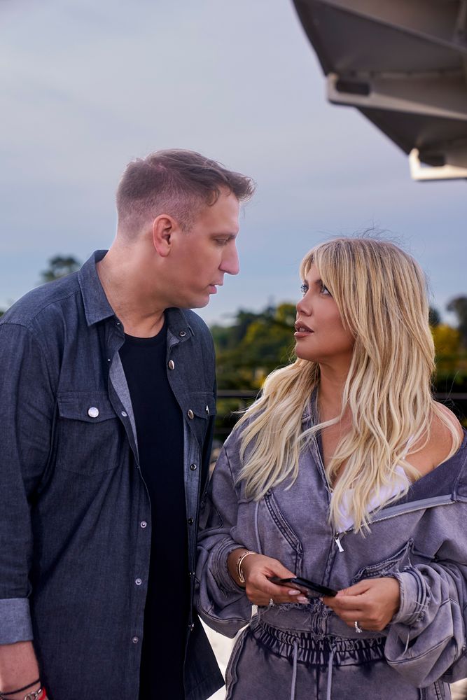 Wanda Nara y Maxi López grabando Triángulo Amoroso.