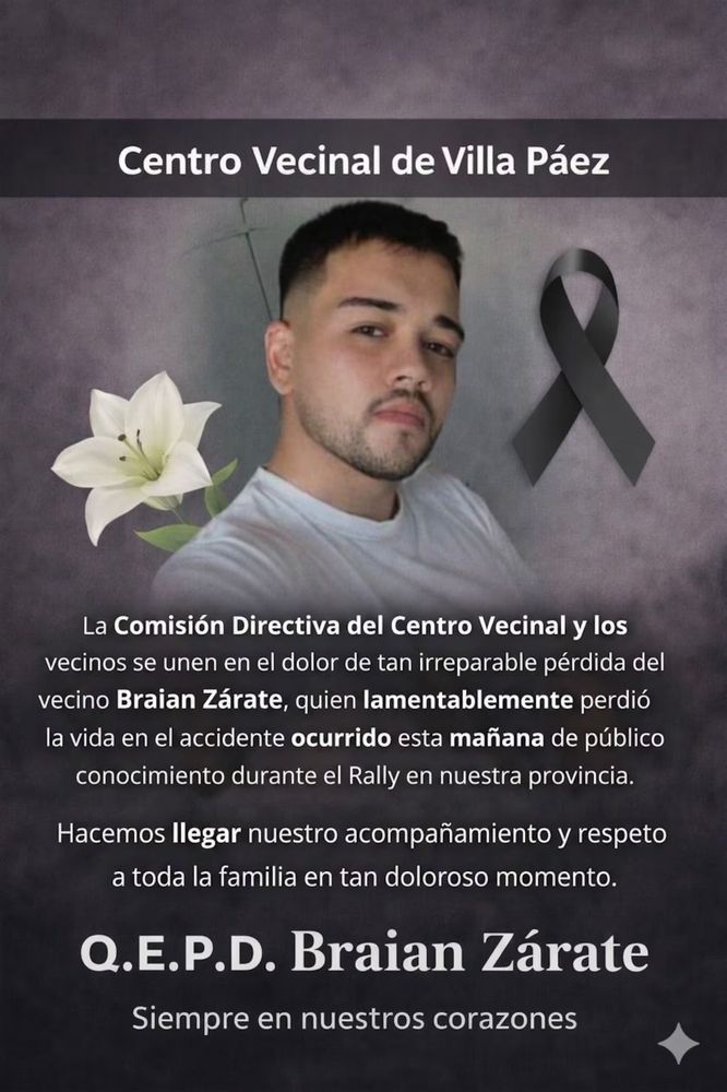 Quién era el joven que murió en el Rally Sudamericano en Córdoba.
