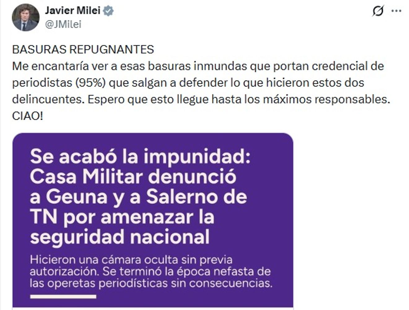 X- Javier Milei