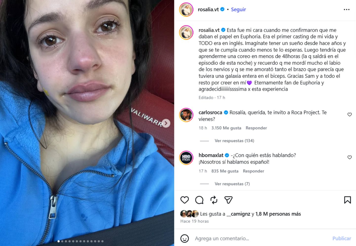 Rosalía habló sobre su experiencia al actuar en Euphoria.