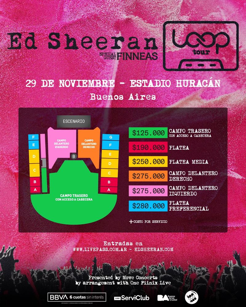 Ed Sheeran en Argentina 2026: precios de entradas para el show en Huracán y dónde comprarlas