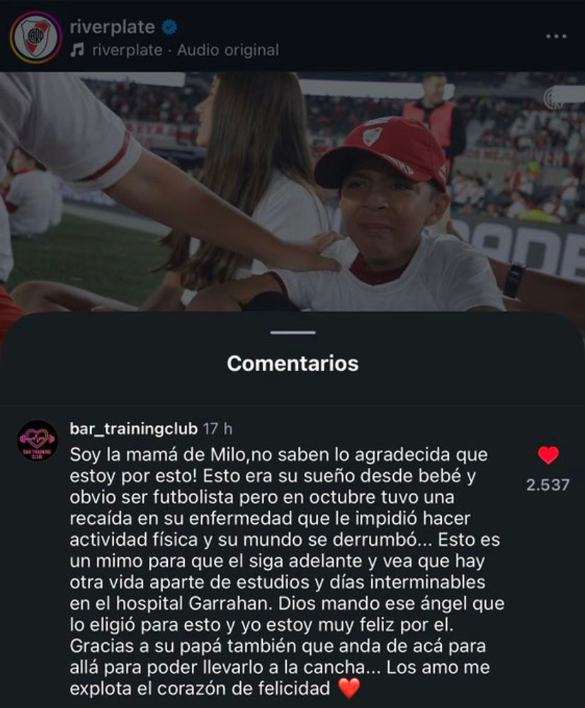 El comentario de la mamá de Milo