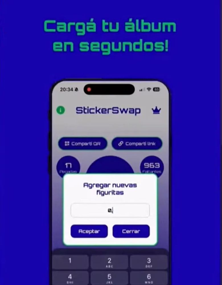 App para cambiar figuritas del álbum del Mundial.