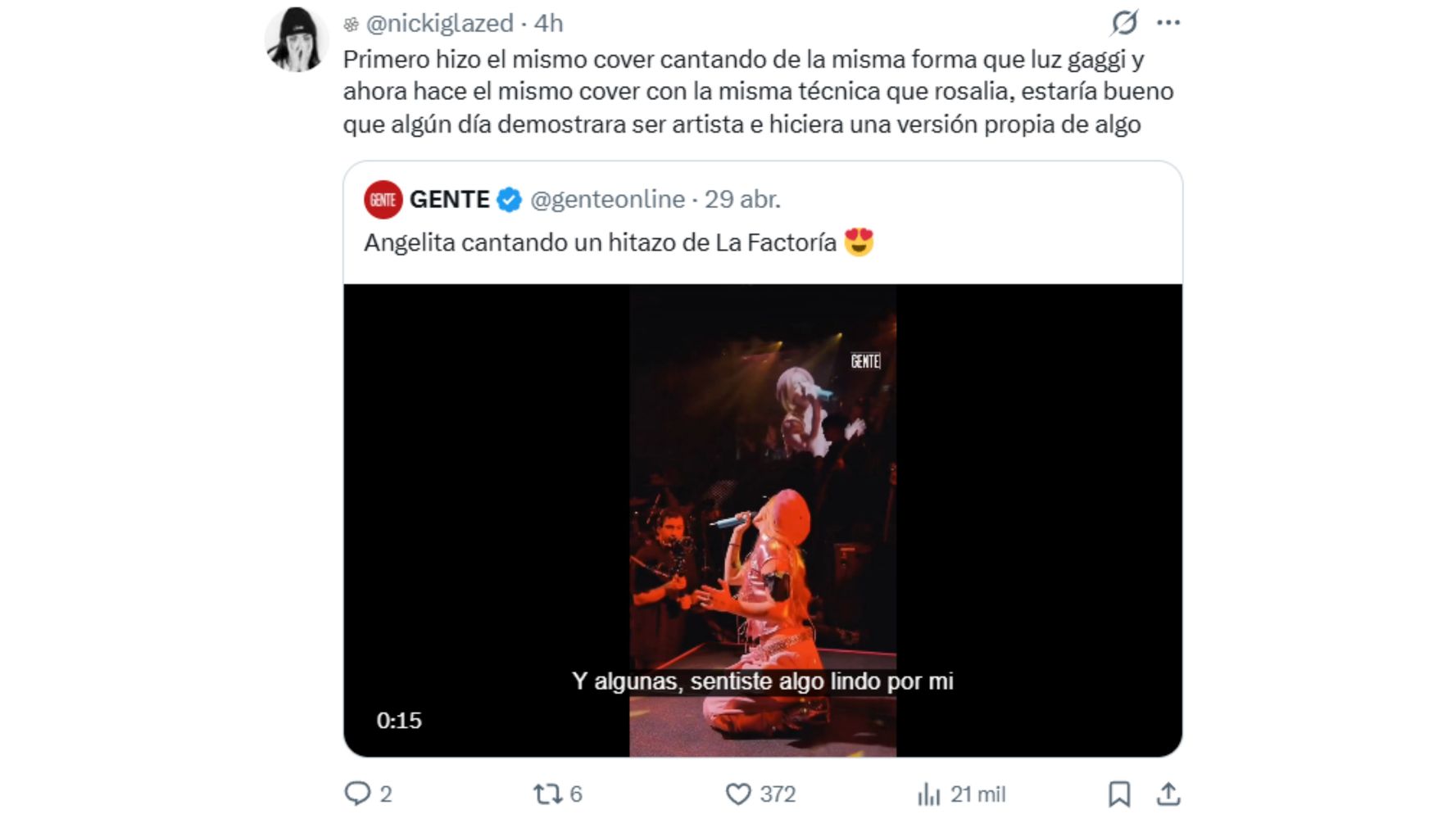 Las redes sociales no perdonaron la performance de Ángela.