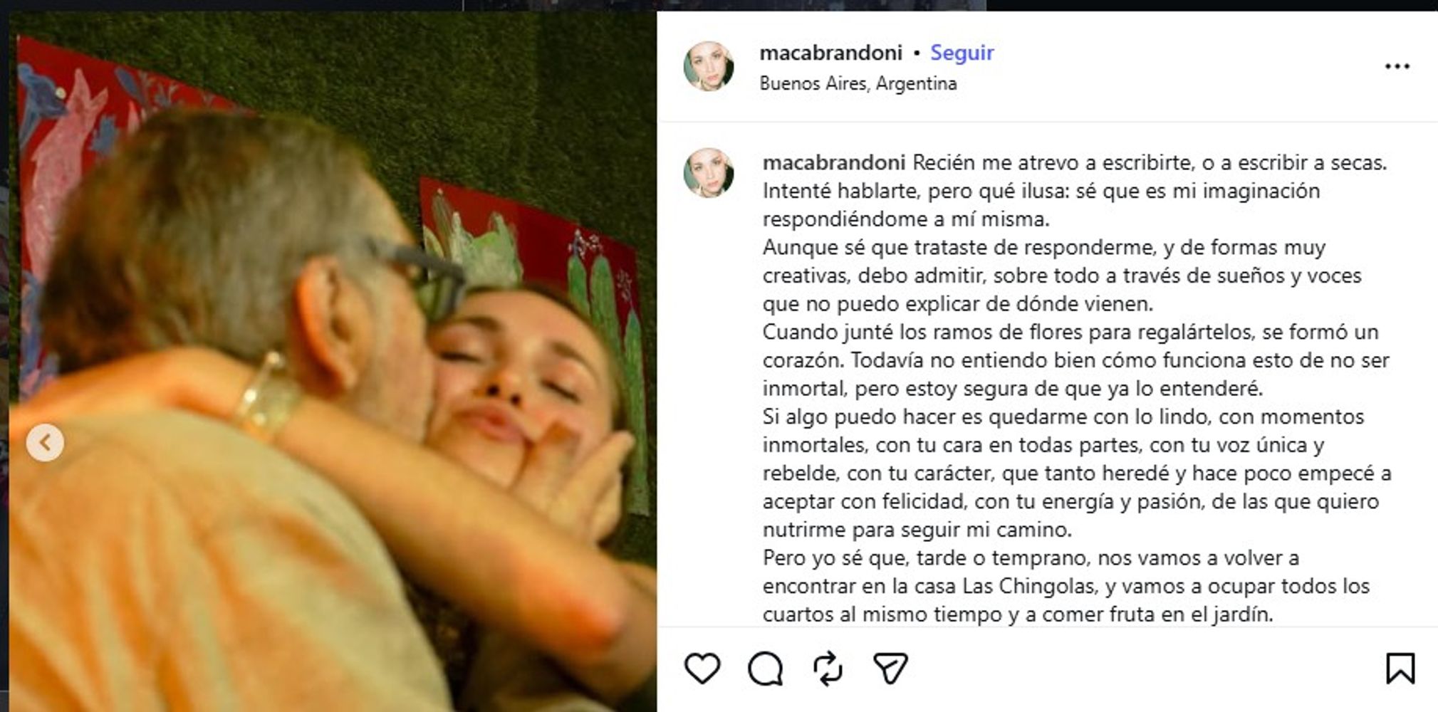 La carta de la nieta de Luis Brandoni